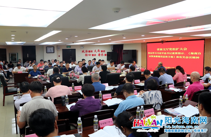 6月2日下午，省旅文厅召开党组扩大会，传达学习习近平总书记关于海南自由贸易港建设的重要指示精神以及《海南自由贸易港建设总体方案》（以下简称《总体方案》）和有关会议精神。.jpg